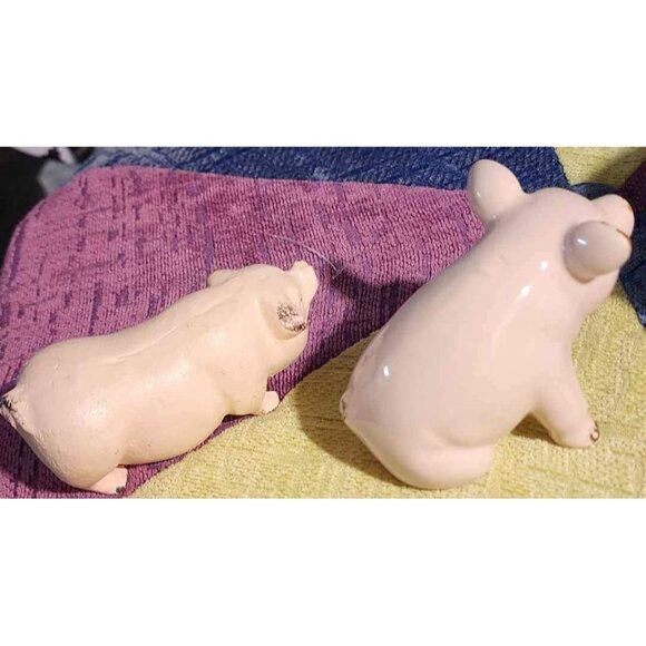 2 Pig Figurines Rustic Brown Pink Farmhouse Decor - Picture 8 of 10